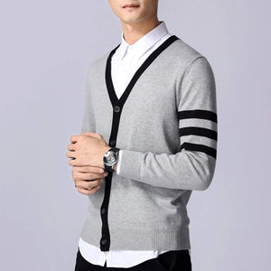 Mens Button Front Cardigan with Sleeve Details