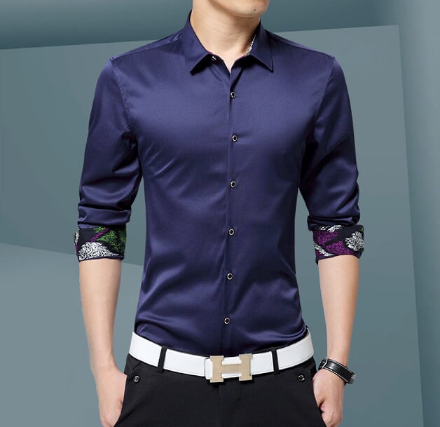 Mens Button Down Shirt with Inner Details