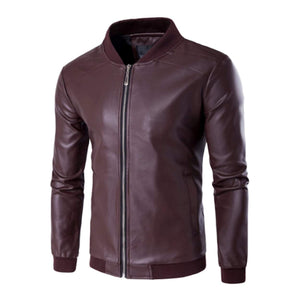 Mens Faux Leather Bomber Jacket