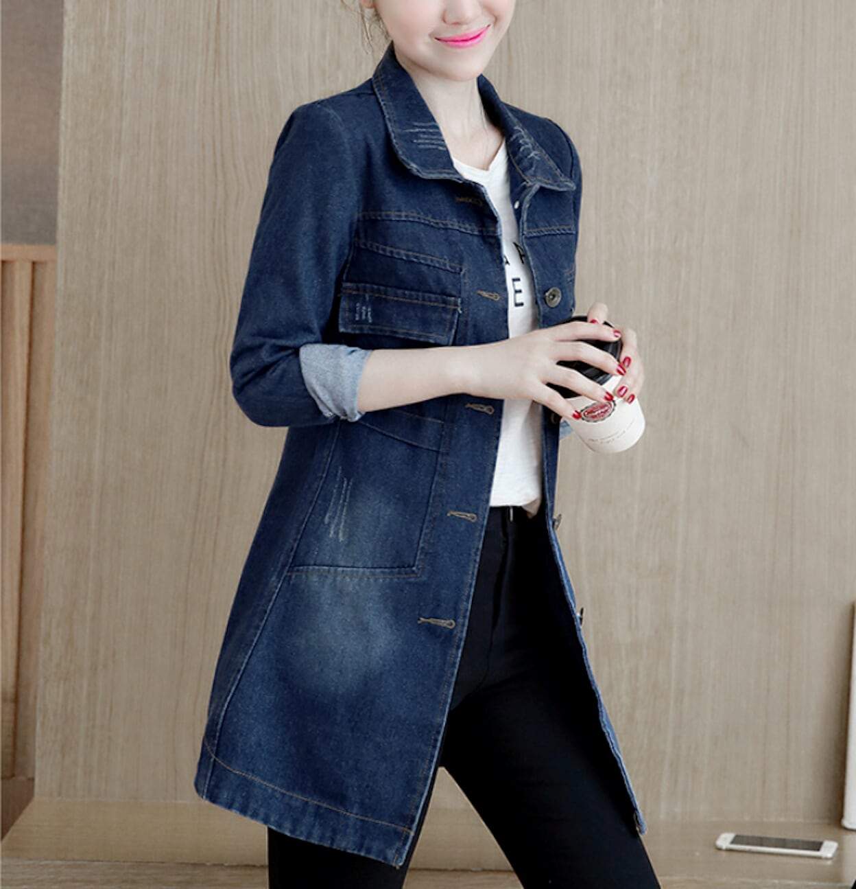 Womens Longer Length Denim Jacket