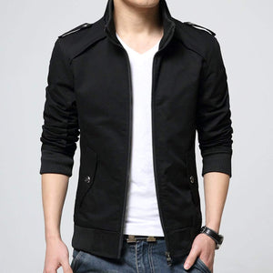 Mens Classic Stand Collar Zipped Up Jacket