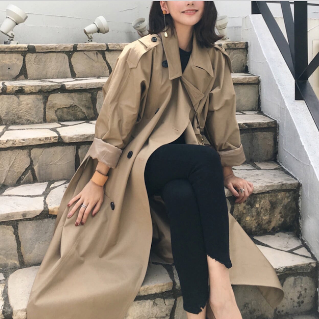Womens Relaxed Fit  Long Trench