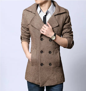 Mens Mid Length Double Breasted Trench Coat