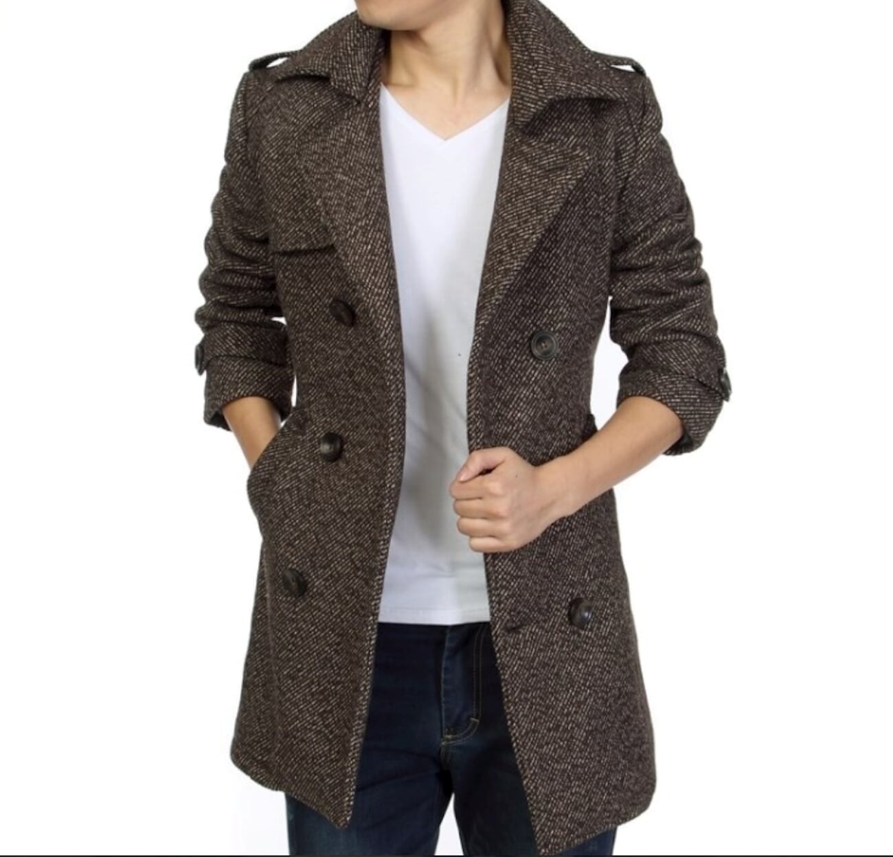 Mens Mid Length Belted Coat