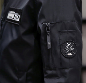 Mens Zip Up Bomber Jacket with Badge