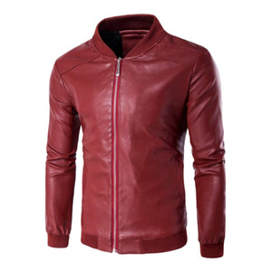 Mens Faux Leather Bomber Jacket