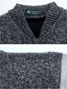 Mens Color Block Zipper Cardigan