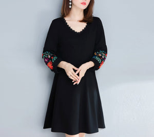 Womens Dress with Embroidered Sleeves