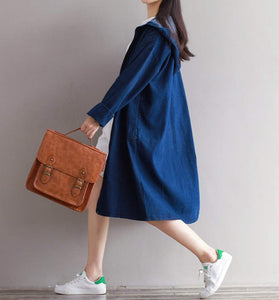 Womens Denim Trench Coat with Hood