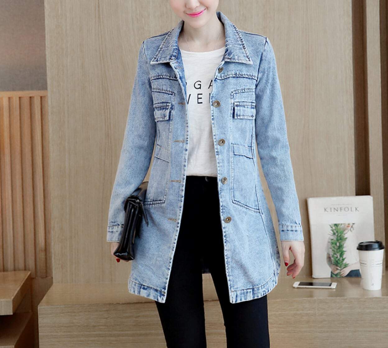 Womens Longer Length Denim Jacket